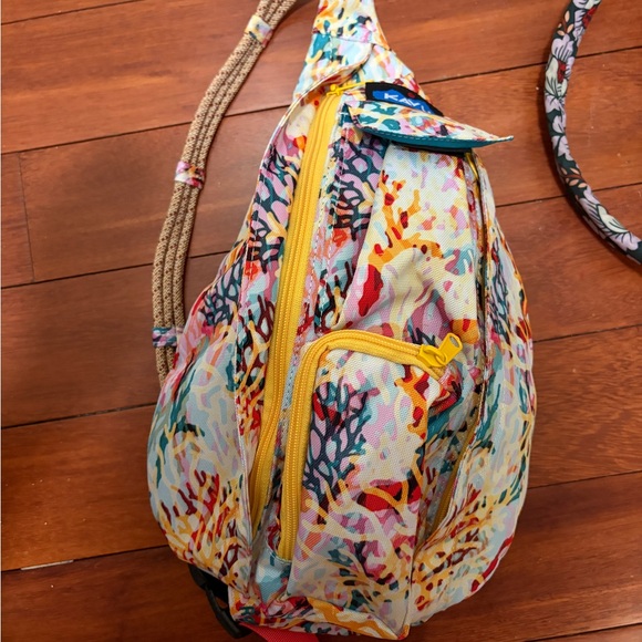 Kavu Handbags - Kavu Multicolor Coral Reef Sling Backpack with Yellow Accents
